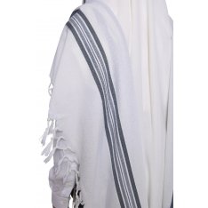 Hallel Non Slip Wool Non Shawl - Blue Stripes