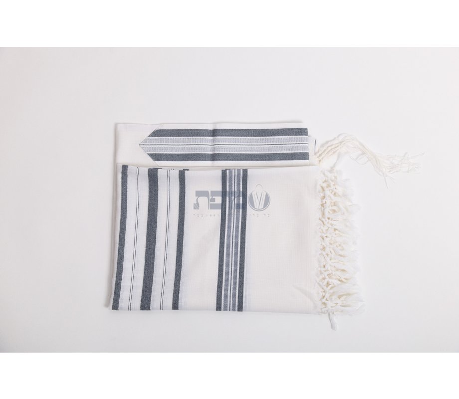 Hallel Non Slip Wool Non Shawl - Blue Stripes