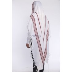 Hallel Non Slip Wool Non Shawl - Bordeaux Stripes