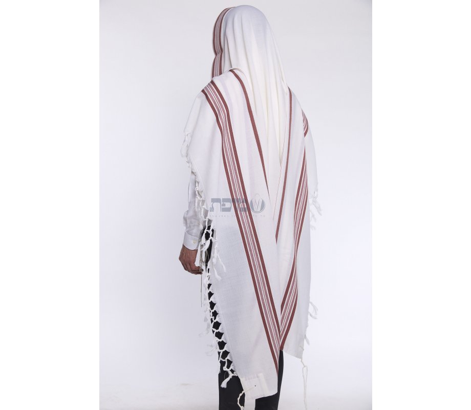 Hallel Non Slip Wool Non Shawl - Bordeaux Stripes