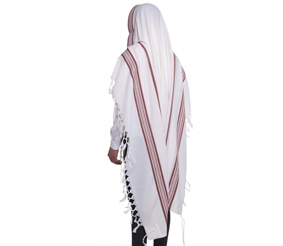 Hallel Non Slip Wool Non Shawl - Bordeaux Stripes