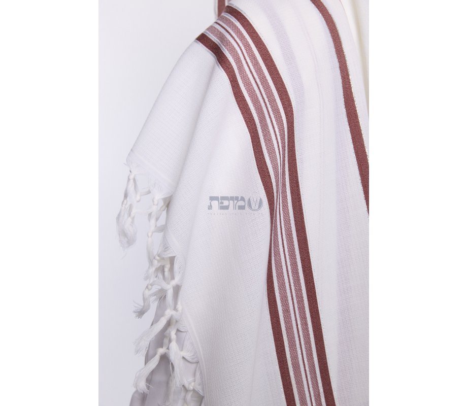 Hallel Non Slip Wool Non Shawl - Bordeaux Stripes