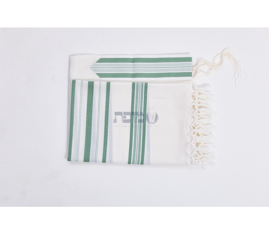 Hallel Non Slip Wool Non Shawl - Green Stripes