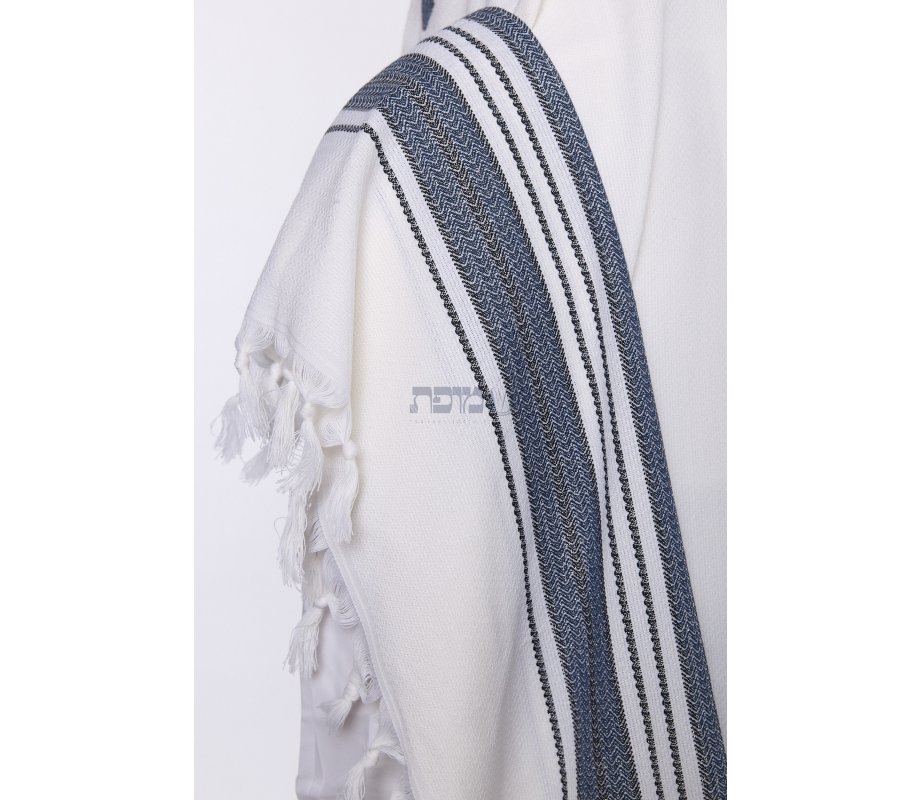 Hallelujah Wool Tallit Non Slip Prayer Shawl - Blue and Black Stripes