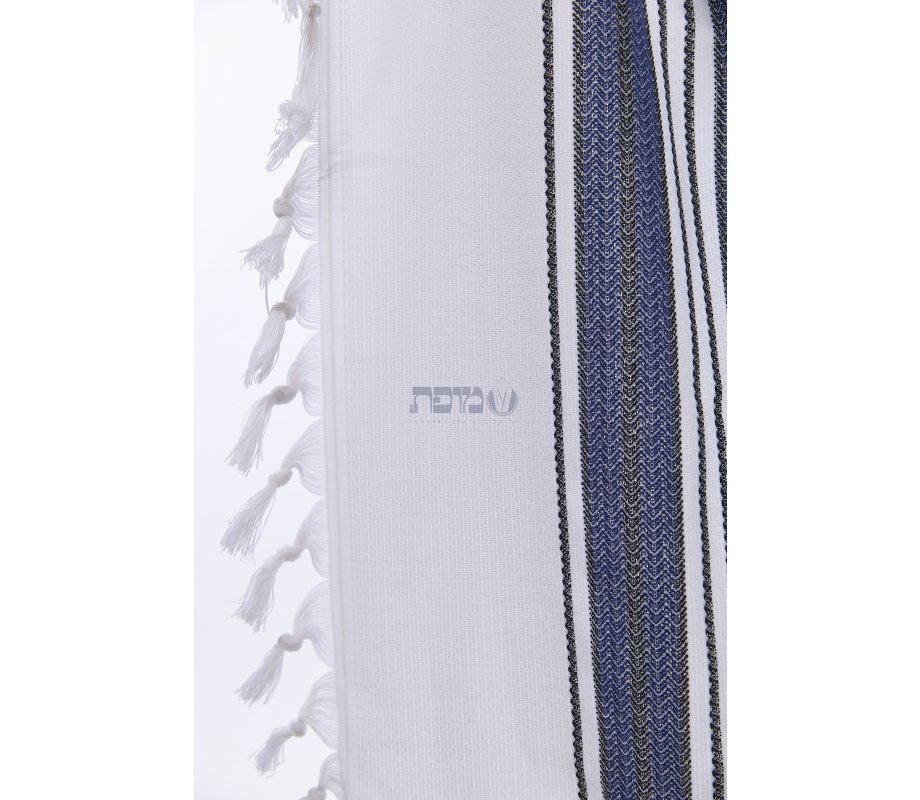 Hallelujah Wool Tallit Non Slip Prayer Shawl - Royal Blue and Black Stripes