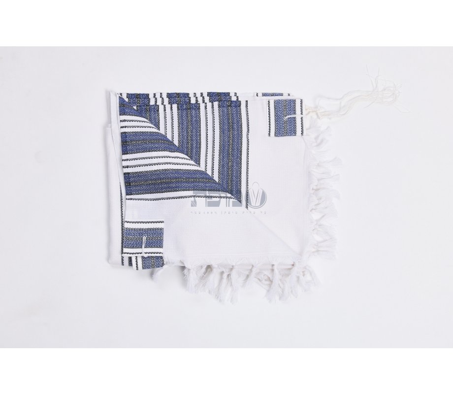 Hallelujah Wool Tallit Non Slip Prayer Shawl - Royal Blue and Black Stripes
