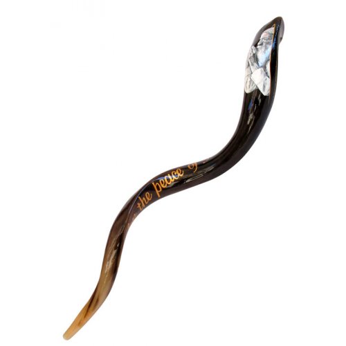 Hand Painted Yemenite Shofar with Prayer for Jerusalem