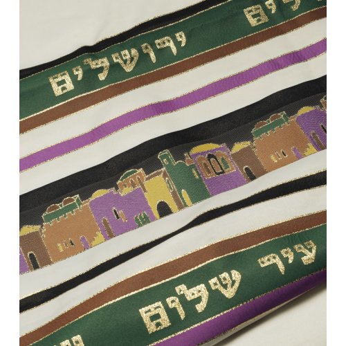 Jerusalem Design in Green Prayer Shawl by Talitania