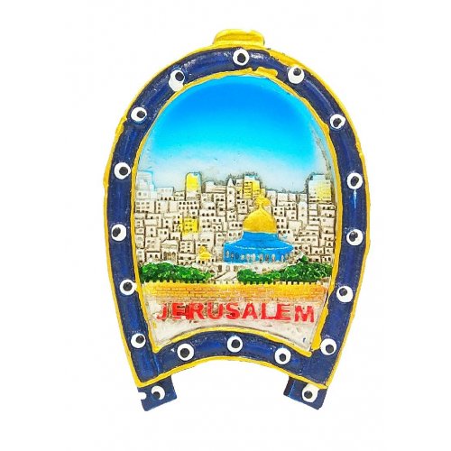 Jerusalem Views in Horseshoe Shape - Polyresin Magnet