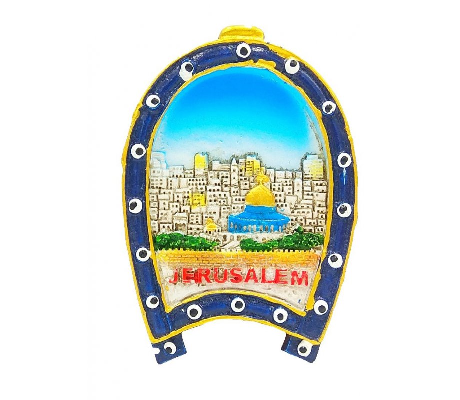 Jerusalem Views in Horseshoe Shape - Polyresin Magnet