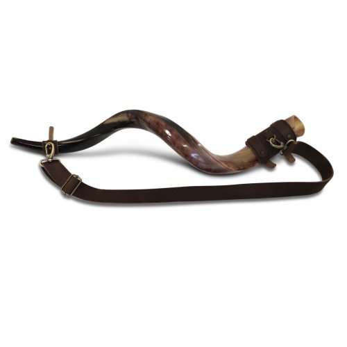 Leather Shoulder Strap for Carrying Yemenite Shofar Kudu Horn on Shoulder