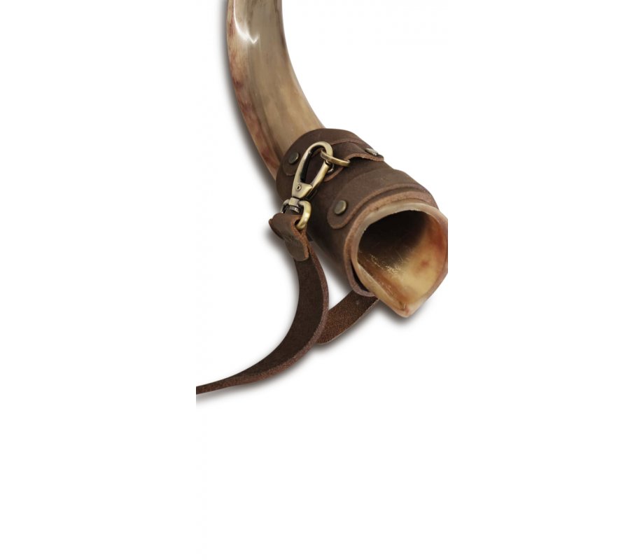 Leather Shoulder Strap for Carrying Yemenite Shofar Kudu Horn on Shoulder