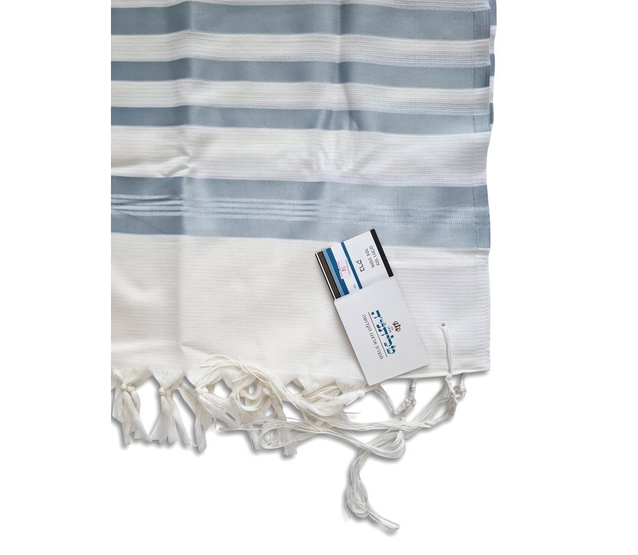 Lightweight Non-slip Prayer Shawl with Light Blue Stripes - Barak of Talitnia
