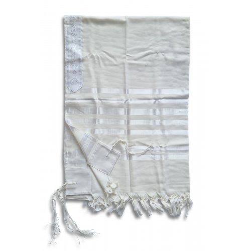 Lightweight Wool Non-slip Barak Prayer Shawl Tallit with White Stripes - Talitnia,