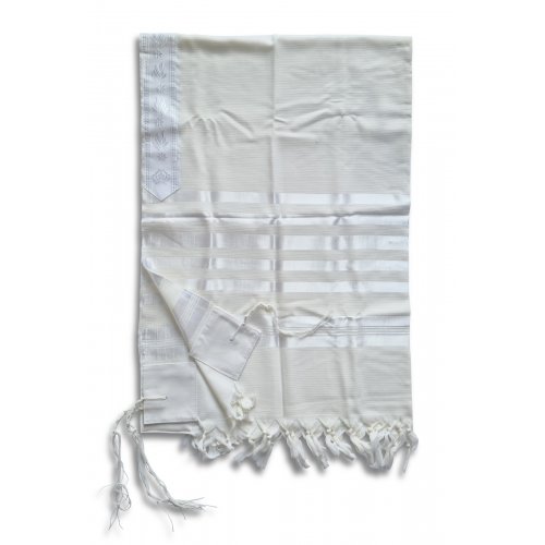 Lightweight Wool Non-slip Barak Prayer Shawl Tallit with White Stripes - Talitnia,