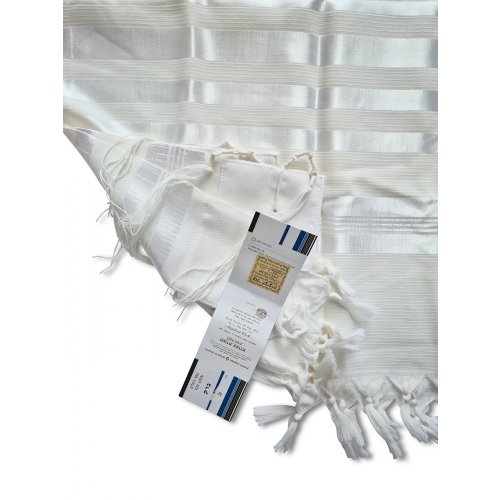Lightweight Wool Non-slip Barak Prayer Shawl Tallit with White Stripes - Talitnia,