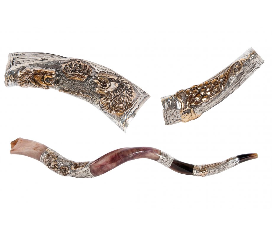 Lion of Judah with Crown Silver Yemenite Shofar