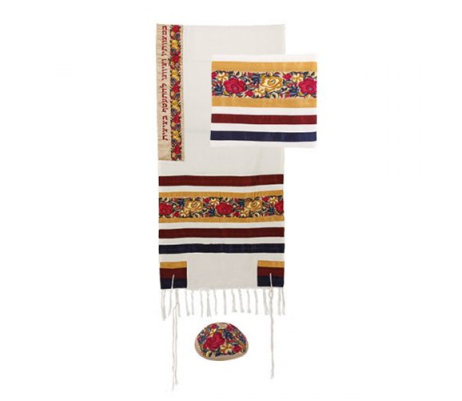 Lively Flower Cotton Prayer Shawl Set - Yair Emanuel
