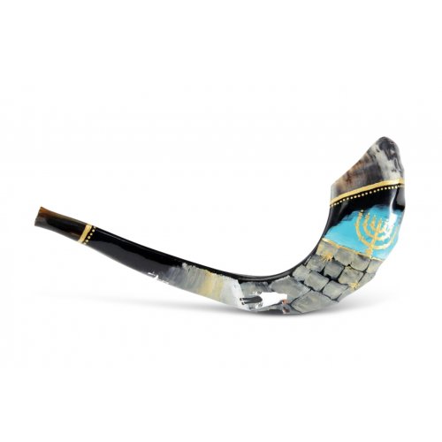 MYSHOFAR Decorated Hand Painted Ram's Horn Shofar