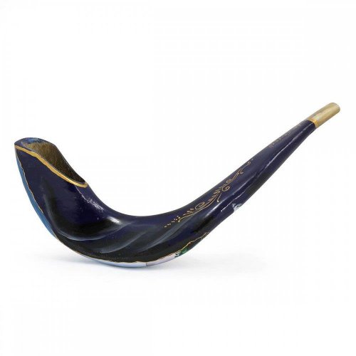 MYSHOFAR Jacobs Ladder Design on Decorated Hand Painted Ram's Horn Shofar -