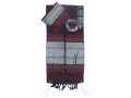 Maroon Handwoven Silk Tallit Prayer Shawl Set with Silver Stripes - Gabrieli