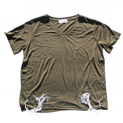 Mens T-Shirt with Attached Kosher Tzitzit - Khaki