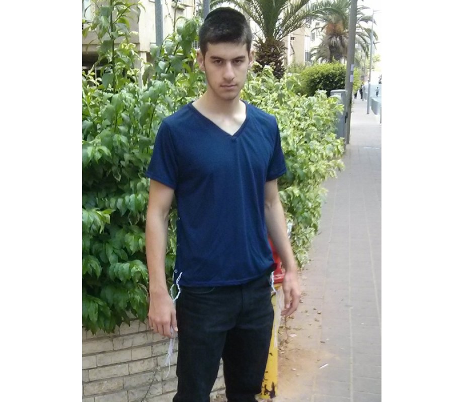 Mens T-Shirt with Attached Kosher tzitzit - Dark Blue