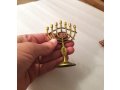 Mini Seven Branch Menorah, Decorative with Fish Symbol, Gold - Height 4