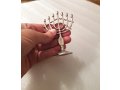 Mini Seven Branch Menorah, Decorative with Fish Symbol, Silver - Height 4