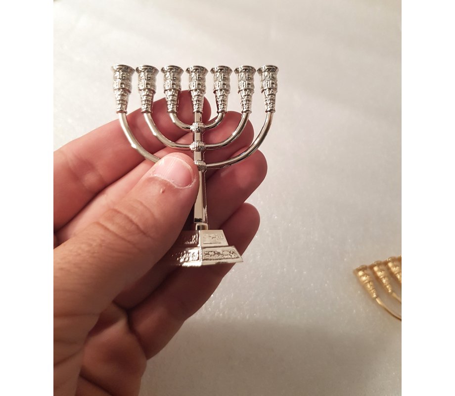 Miniature for Decoration Seven Branch Menorah, Silver – 2.6 Inches Height