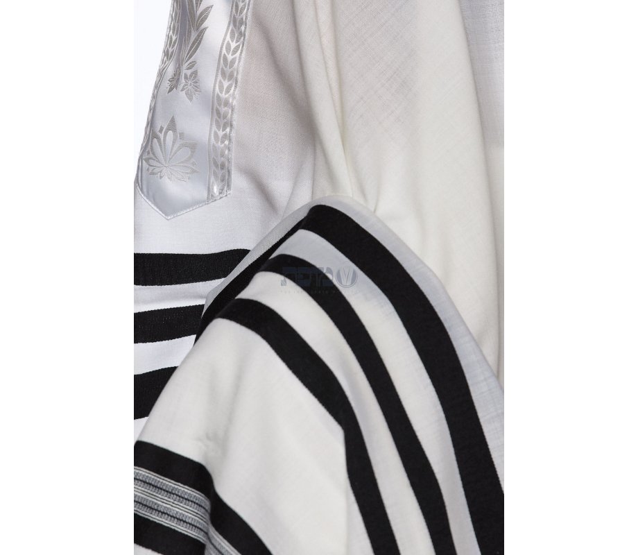 Modim Wool Classic Tallit Prayer Shawl - Black Stripes