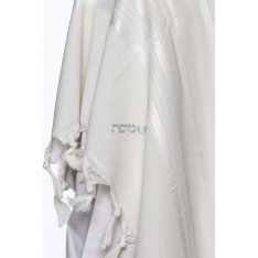Modim Wool Classic Tallit Prayer Shawl - Shiny White Stripes