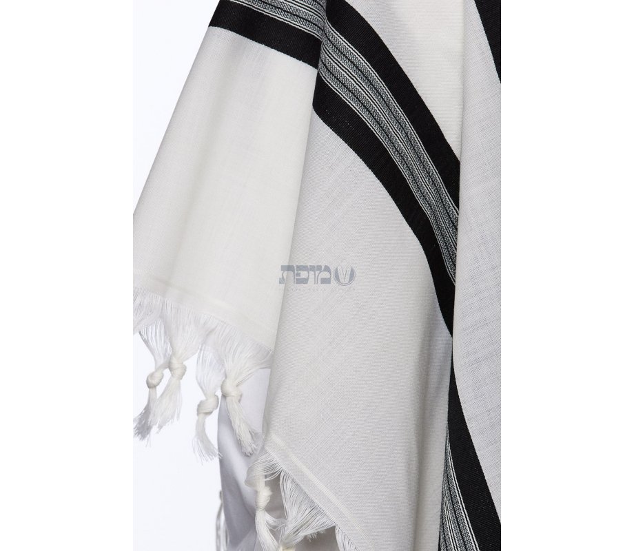 Modim Wool Tallit Non Slip Prayer Shawl - Black Stripes