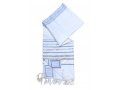 Noam Acrylic Tallit Prayer Shawl with Silver and Light Blue Stripes