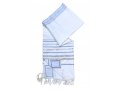 Noam Lightweight Acrylic Tallit Prayer Shawl with Silver and Light Blue Stripes