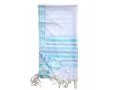 Noam Lightweight Acrylic Tallit Prayer Shawl with Silver and Turquoise Stripes