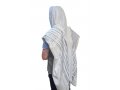 Noam Lightweight Nonslip Acrylic Tallit Prayer Shawl, Light Blue and Silver Stripes