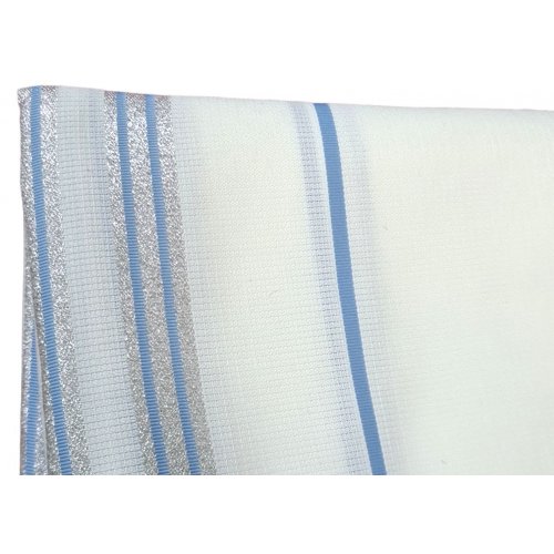 Noam Lightweight Nonslip Acrylic Tallit Prayer Shawl, Light Blue and Silver Stripes