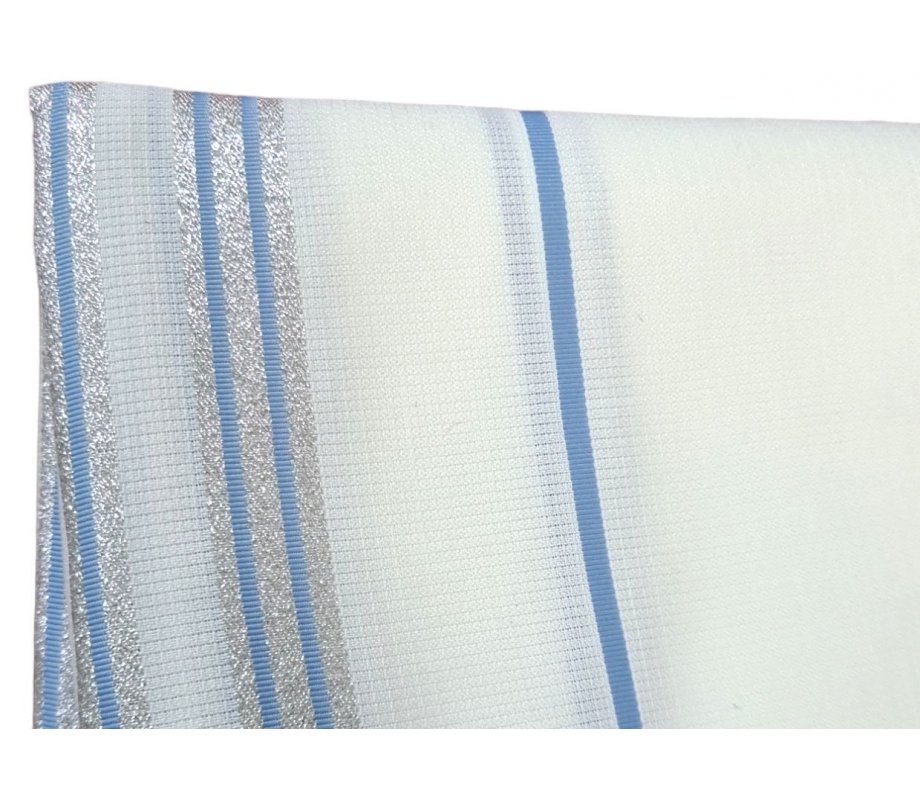 Noam Lightweight Nonslip Acrylic Tallit Prayer Shawl, Light Blue and Silver Stripes