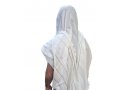 Noam Lightweight Nonslip Acrylic Tallit Prayer Shawl, Silver and White Stripes