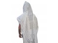 Noam Lightweight Nonslip Acrylic Tallit Prayer Shawl, Silver and White Stripes