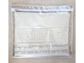 Off-White Faux Leather Tallit and Tefillin Bag with Silver Embroidered Prayer Words