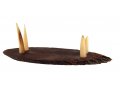 Oval Wood Stand with Kudu Horn Clips - for Ram Shofar Length 11-18 Inches