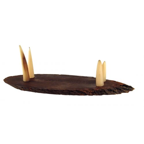 Oval Wood Stand with Kudu Horn Clips - for Ram Shofar Length 11-18 Inches