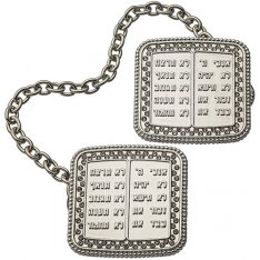 Prayer Shawl Tallit Clips, Nickel Plated - 10 Commandments