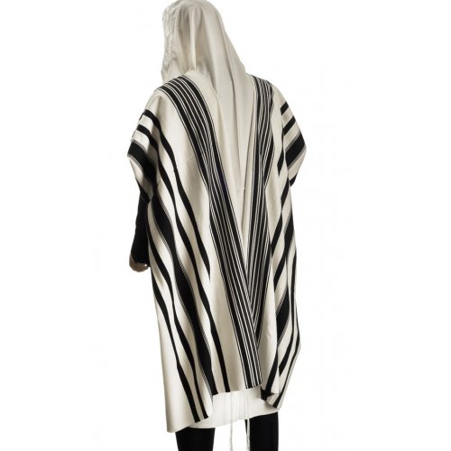 Prima A.A. Wool Prayer Shawl with Black Stripes