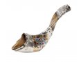 Rams Horn Shofar, Sterling Silver with Colorful Choshen Breastplate Image