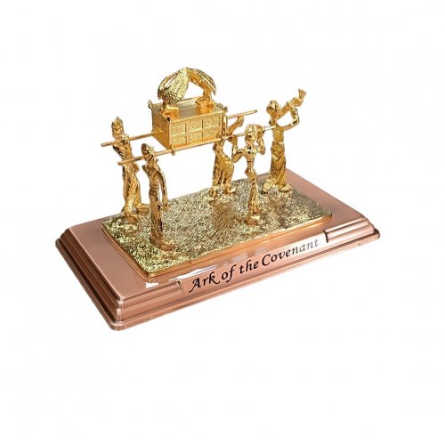 Sculpture, Shofar Blower and Holy Ark Carried on Poles, Large - Gold