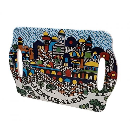 Serving Tray with Colorful Armenian Style Jerusalem Images