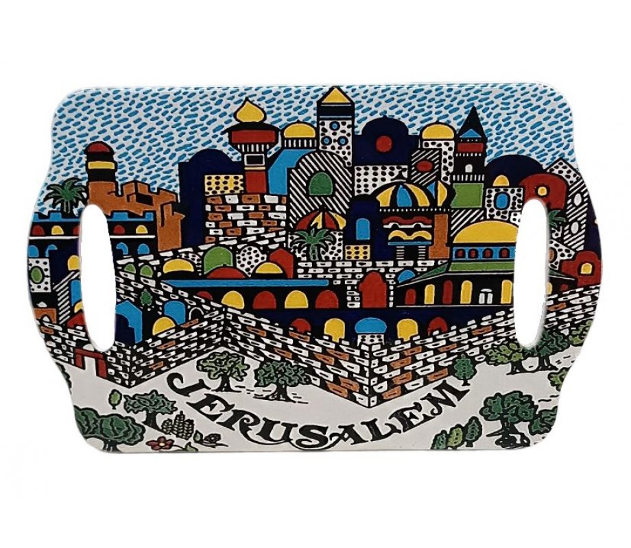 Serving Tray with Colorful Armenian Style Jerusalem Images